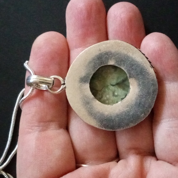 Forest Opal Rhyolite Pendant with Chain - Picture 3 of 4